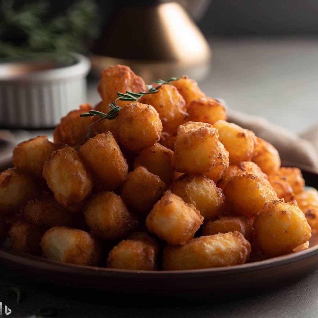 air fried tater tots on plate