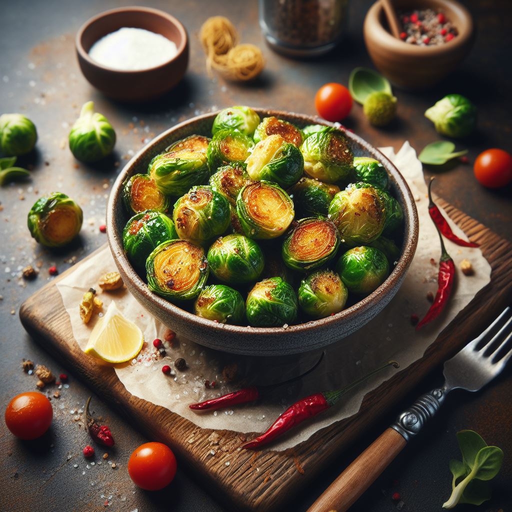 air fried brussel sprouts on a plate