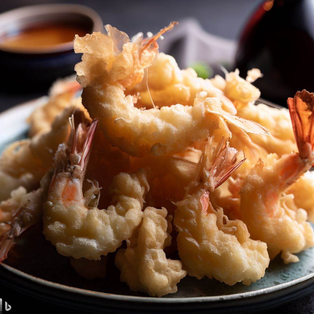 air fried tempura shrimp on plate