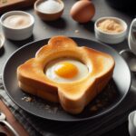 air fried egg in a hole toast on a plate