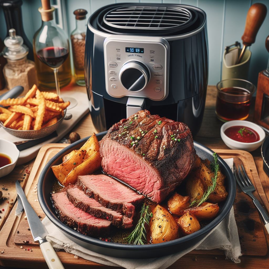 air fried prime rib on a plate