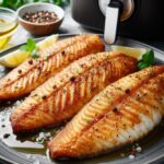 air fried tilapia fillets on a plate