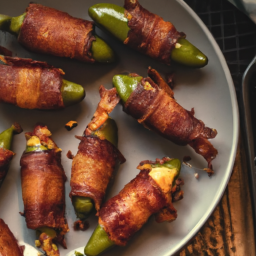 Air Fried Bacon-Wrapped Jalapeno Poppers