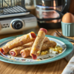 El Monterey Egg Bacon and Cheese Frozen Breakfast Taquitos on a plate