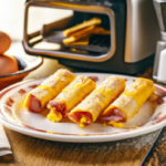 El Monterey Egg Bacon and Cheese Frozen Breakfast Taquitos on a plate