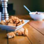 Just Bare Lightly Breaded Chicken Bites on a plate
