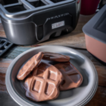 Kodiak Protein-Packed Dark Chocolate Frozen Power Waffles on a plate