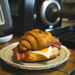 Kroger Bacon Egg & Cheese Croissant on a plate
