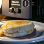 Kroger Ham Egg & Cheese English Muffin on a plate