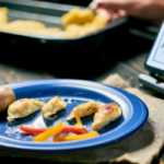 Members Mark Chicken Potstickers with Vegetables on a plate