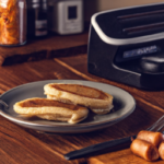 MorningStar Farms Incogmeato Original Pancake and Vegan Sausage Stick on a plate