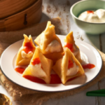 PAGODA Frozen Cream Cheese Wontons with Sweet Chili Sauce on a plate