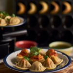 Bibigo Mini Wontons, Pork and Vegetable Dumplings on a plate